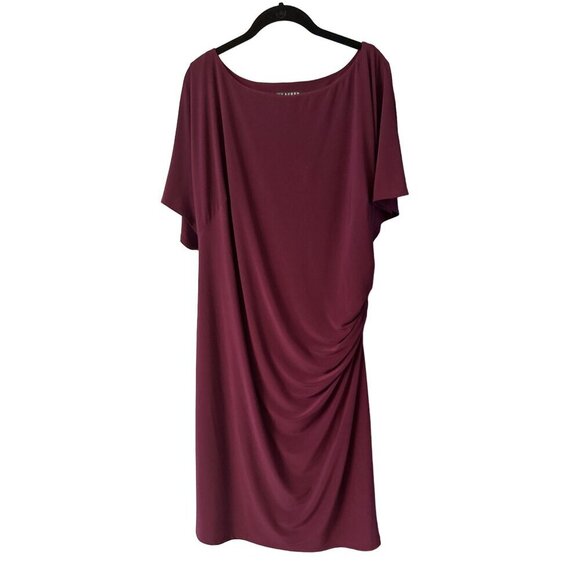 Lauren Ralph Lauren Womens Burgundy Draped Dress 20W Polyester & Elastane - Picture 1 of 6